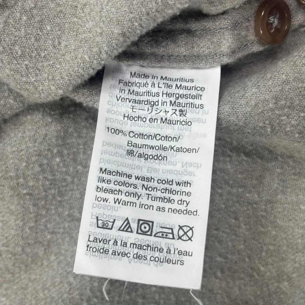 J. Crew Button Down Shirt Medium Gray Slim‎ Fit Flannel Cotton Men's